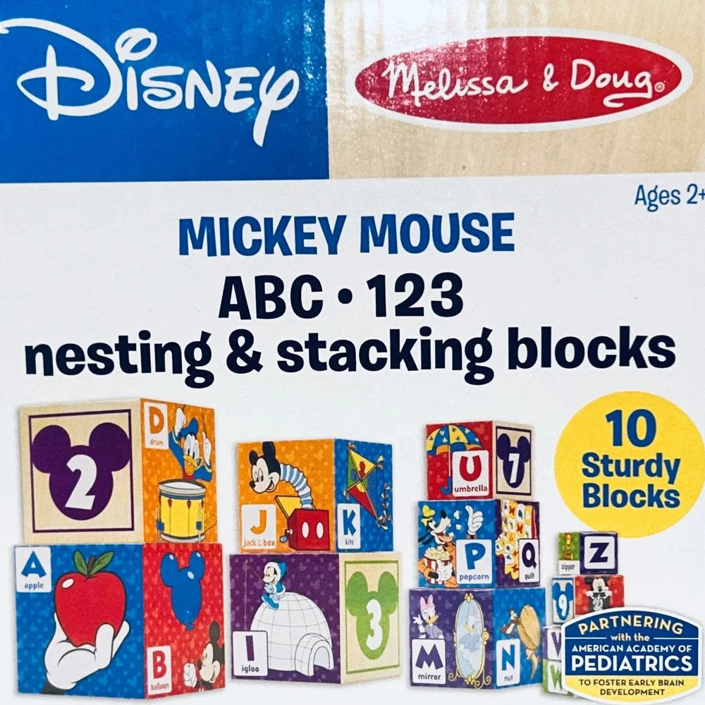 Melissa & Doug Disney Baby Mickey Mouse ABC/123 Nesting & Stacking Blocks Age 2+